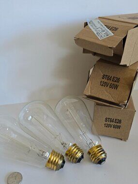 ST64 Edison 60W Incandescent Light Bulb E26 Clear Glass Vintage Amber Glow 3 PK